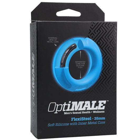 OptiMALE FlexiSteel Cock Ring - Blue 35mm - Blue Cock Ring