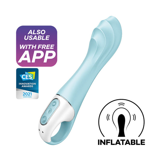 Satisfyer Air Pump Vibrator 5 - Blue USB Rechargeable Inflatable Vibrator with App Control