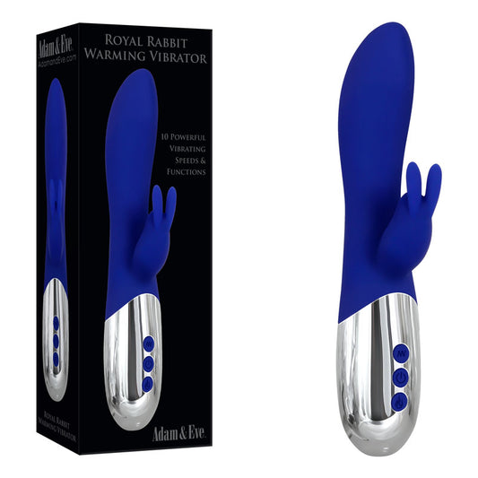 Adam & Eve Royal Rabbit Warming Vibrator - Blue USB Rechargeable Rabbit Vibrator