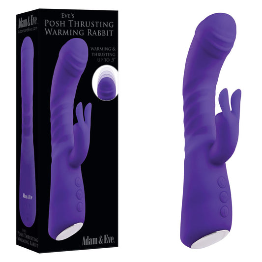 Adam & Eve EVE'S POSH THRUSTING WARMING RABBIT - Purple 21.8 cm USB Rechargeable Rabbit Vibrator