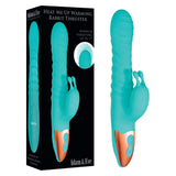 Adam & Eve HEAT ME UP Warming Rabbit Thruster - Teal 23.6 cm USB Rechargeable Warming Rabbit Vibrator