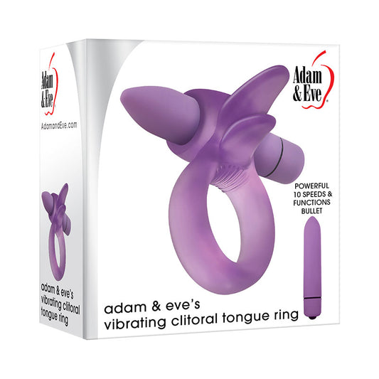 Adam & Eve Vibrating Clitoral Tongue Ring - Purple Vibrating Cock Ring