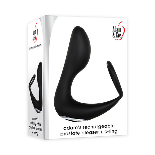 Adam & Eve Adam's Rechargeable Prostate Pleaser & C-Ring - Black USB Rechargeable Anal Plug with Cock Ring