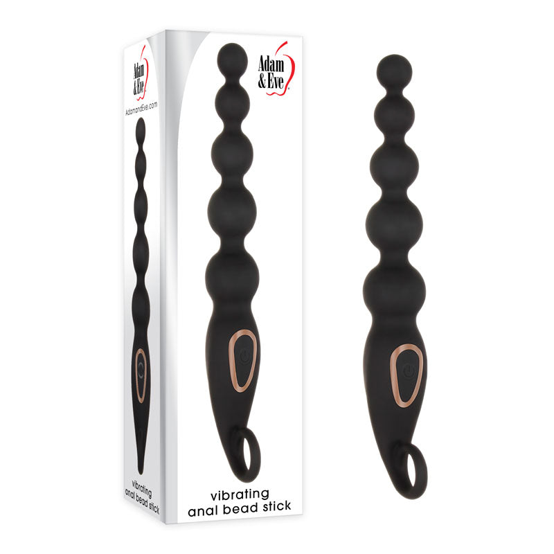 Adam & Eve Vibrating Anal Bead Stick - Black 22.2 cm USB Rechargeable Anal Beads