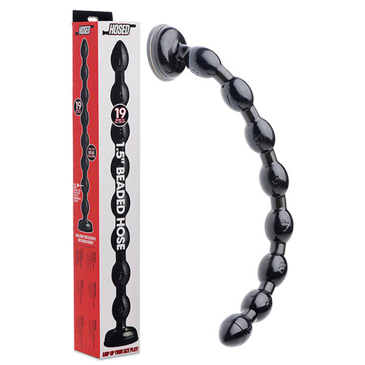 Hosed 19 Inch Beaded Anal Snake - Black 48 cm Anal Probe