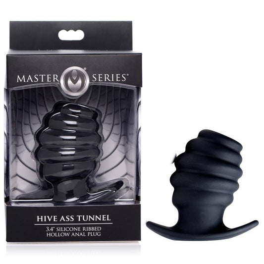 Master Series Hive Ass Tunnel - Black Medium 8.6 cm Hollow Butt Plug
