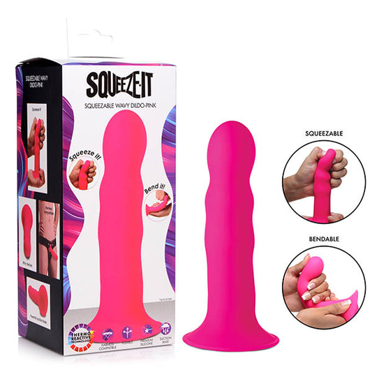 Squeeze-It Squeezable Wavy Dildo - Pink 18.3 cm Dong
