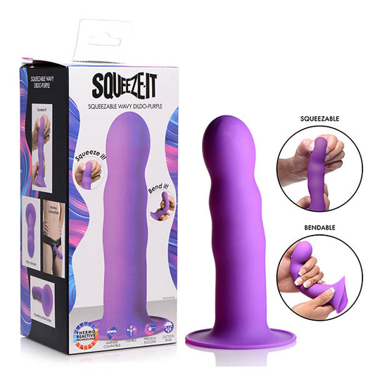 Squeeze-It Squeezable Wavy Dildo - Purple 18.3 cm Dong