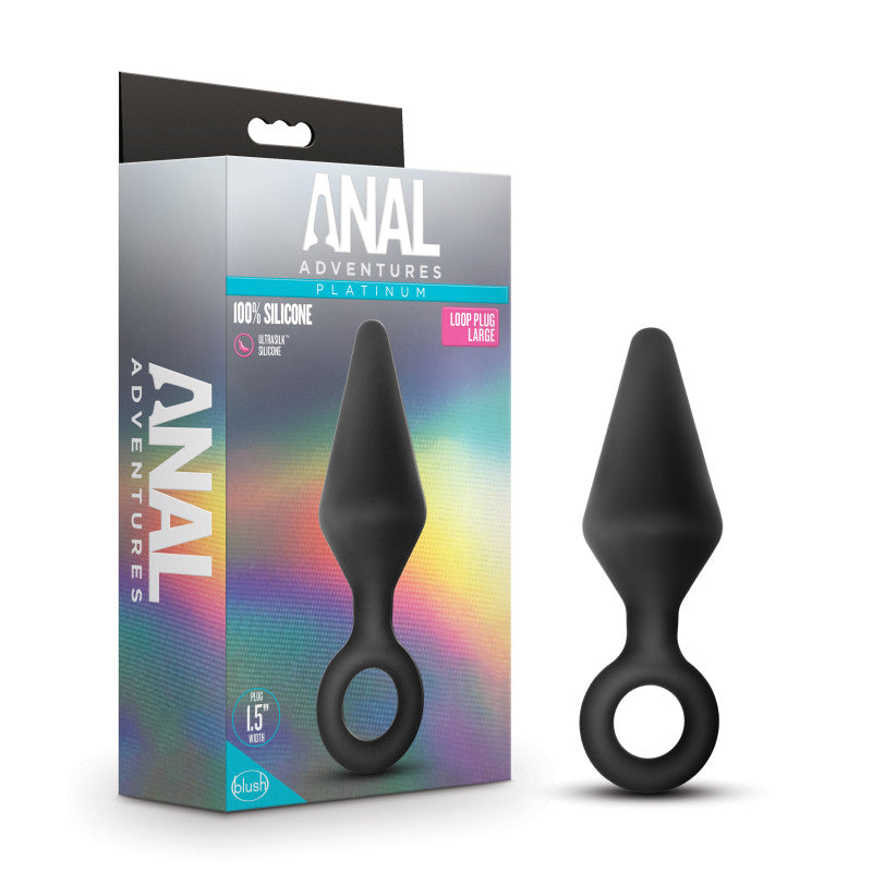 Anal Adventures Platinum Loop Plug - Large - Black Large13.3 cm Butt Plug