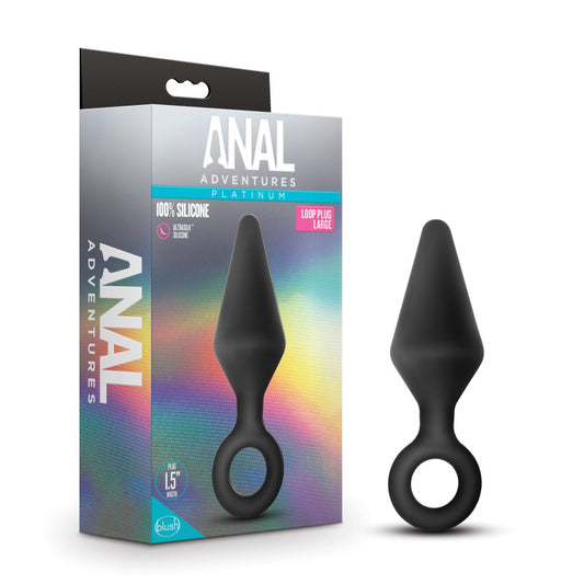 Anal Adventures Platinum Loop Plug - Large - Black Large13.3 cm Butt Plug