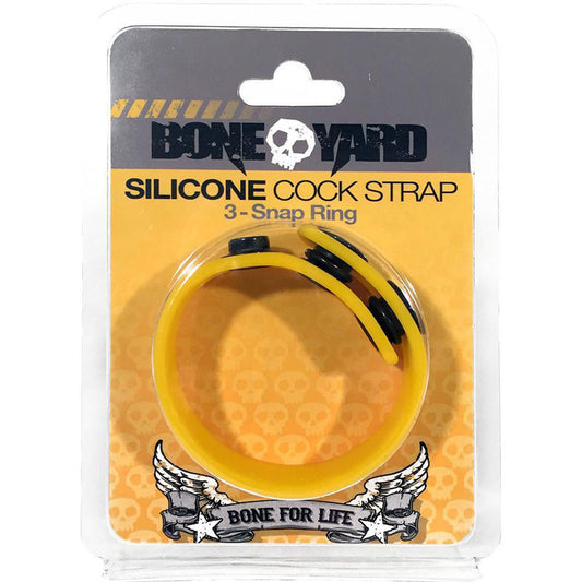 Boneyard Silicone Cock Strap Yellow - Yellow 3-Snap Adjustable Cock Ring