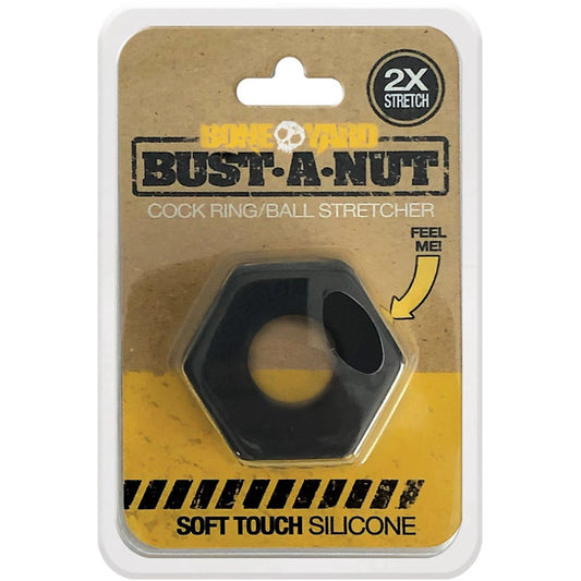 Boneyard Bust a Nut Cock Ring Black - Black Cock Ring