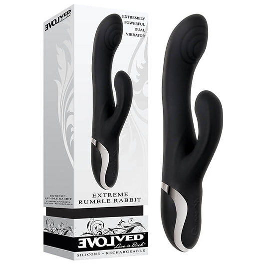 Evolved Extreme Rumble Rabbit - Black 22.9 cm (9'') USB Rechargeable Rabbit Vibrator