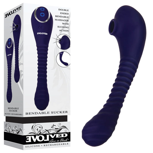Evolved Bendable Sucker - Blue 22 cm USB Rechargeable Sucking Stimulator