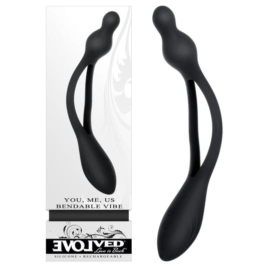 Evolved You, Me, Us Bendable Vibe - Black USB Rechargeable Dual Stimulator