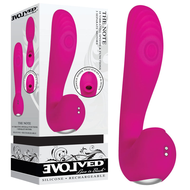 Evolved The Note - Pink 16.3 cm USB Rechargeable Vibrator with Flicking Clit Stim