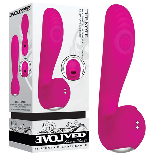 Evolved The Note - Pink 16.3 cm USB Rechargeable Vibrator with Flicking Clit Stim