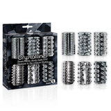 The 9's Crystalline TPR Cock Sleeves - Clear Penis Sleeves - Set of 6