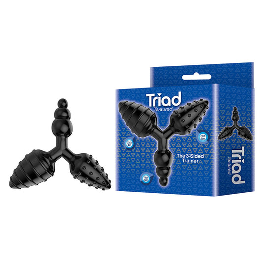 The 9's Triad 3 Way Butt Plug - Black Textured 3-Way Butt Plug