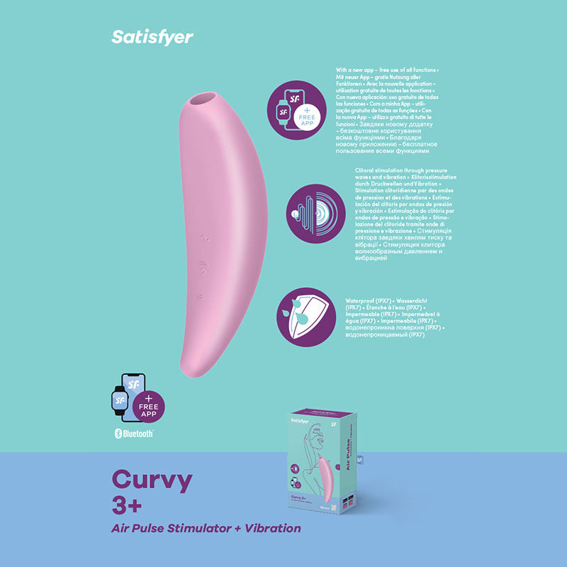 Satisfyer Curvy 3+ - App Contolled Touch-Free USB-Rechargeable Clitoral Stimulator with Vibration