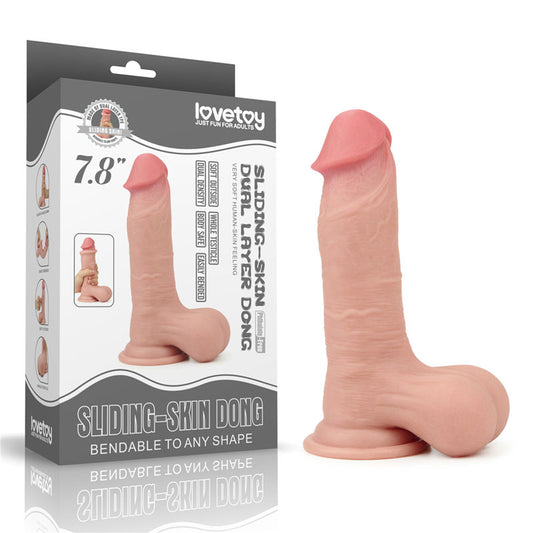 Sliding Skin Dual Layer Dong - Flesh 19.5 cm (7.8'') Dong with Flexible Skin