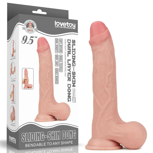 Sliding Skin Dual Layer Dong - Flesh 24 cm (9.5'') Dong with Flexible Skin