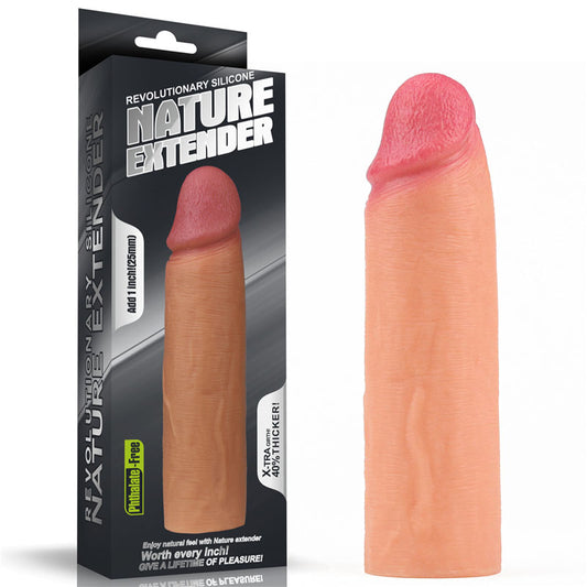 Nature Extender 1'' Silicone Sleeve - Flesh 2.5 cm Penis Extender Sleeve