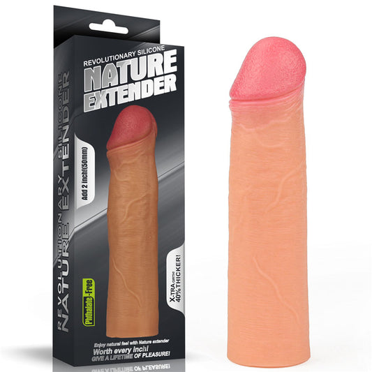 Nature Extender 2'' Silicone Sleeve - Flesh 5 cm Penis Extender Sleeve