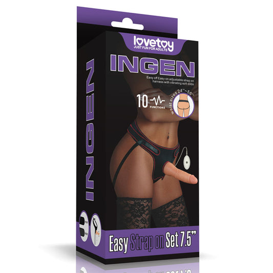 Ingen Vibrating Easy Strap-On Set - Flesh 19 cm (7.5'') Vibrating Strap-On