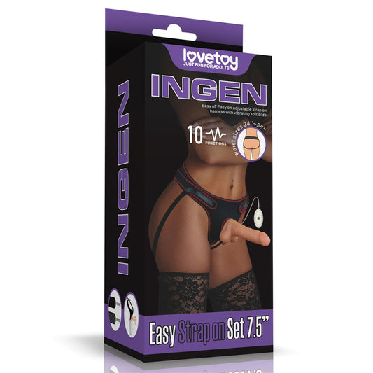 Ingen Vibrating Easy Strap-On Set - Flesh 19 cm (7.5'') Vibrating Strap-On