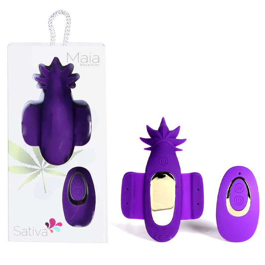 Maia Sativa 420 - Purple USB Rechargeable Panty Vibe with Remote