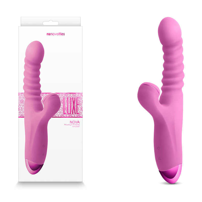 Luxe Nova - Pink - Pink 24.9 cm USB Rechargeable Thrusting Rabbit Vibe