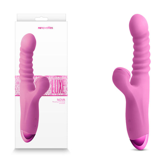 Luxe Nova - Pink - Pink 24.9 cm USB Rechargeable Thrusting Rabbit Vibe