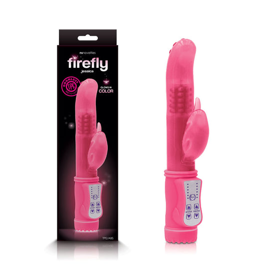 Firefly - Jessica - Glow In Dark Pink 23.9 cm Rabbit Vibrator