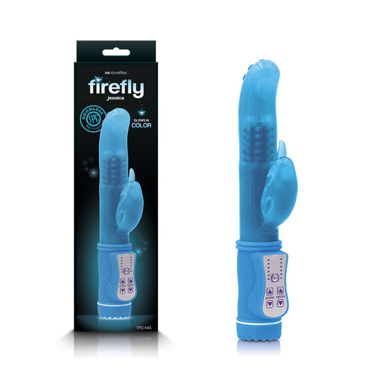 Firefly - Jessica - Glow In Dark Blue 23.9 cm Rabbit Vibrator