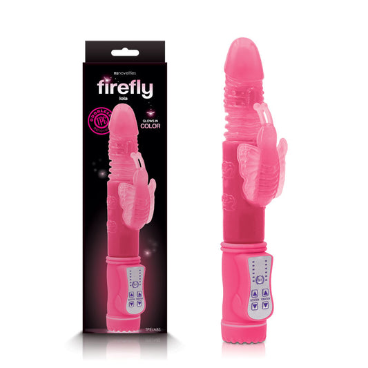Firefly - Lola - Glow In Dark Pink 23.9 cm Thrusting Rabbit Vibrator
