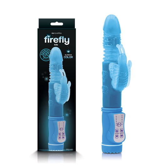 Firefly - Lola - Glow In Dark Blue 23.9 cm Thrusting Rabbit Vibrator