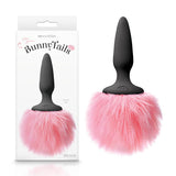 Bunny Tails Mini - Black Mini Butt Plug with Pink Bunny Tail