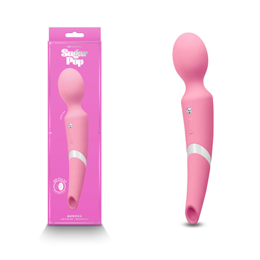 Sugar Pop - Aurora - Pink - Pink 22.8 cm USB Rechargeable Massage Wand with Air Pulsation