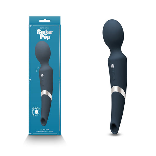Sugar Pop - Aurora - Blue - Blue 22.8 cm USB Rechargeable Massage Wand with Air Pulsation