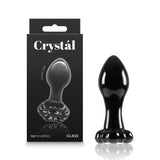 Crystal Flower - Black - Black 9 cm Glass Butt Plug
