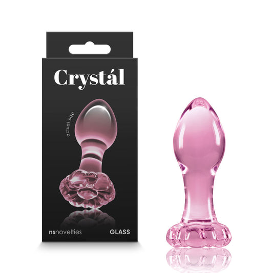Crystal Flower - Pink - Pink 9 cm Glass Butt Plug
