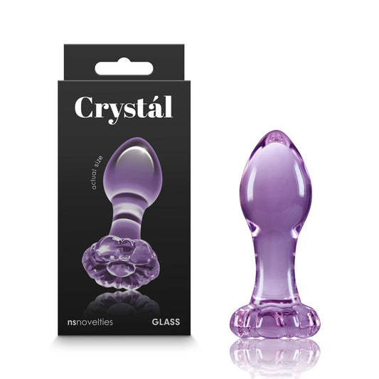 Crystal Flower - Purple - Purple 9 cm Glass Butt Plug