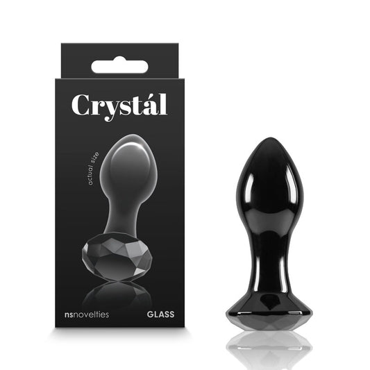 Crystal Gem - Black - Black 9 cm Glass Butt Plug