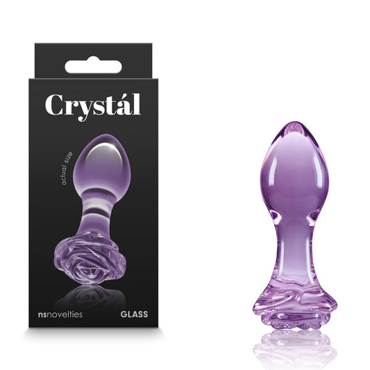 Crystal Rose - Purple - Purple 9 cm Glass Butt Plug