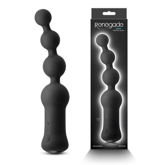 Renegade Quad - Black - Black 25 cm USB Rechargeable Vibrating Anal Beads