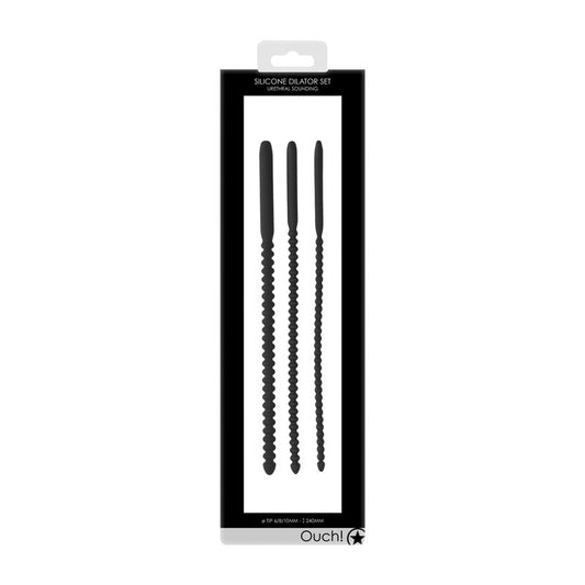 OUCH! Urethral Sounding - Silicone Dilator Set - Black Urethral Dilators - Set of 3