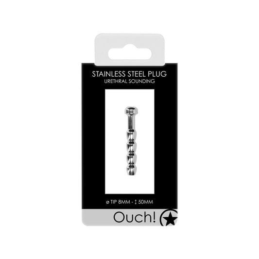 OUCH! Urethral Sounding - Metal Plug - 8mm - Metal Urethral Plug