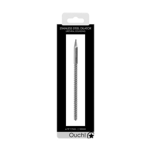 OUCH! Urethral Sounding - Ribbed Dilator - Stainless Steel 15 cm Urethral Sound