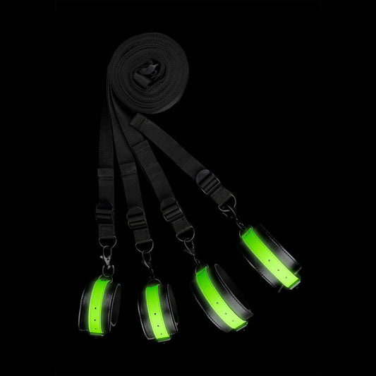 OUCH! Glow In The Dark Bed Bindings Restraint Kit - Glow in Dark Bondage Restraints